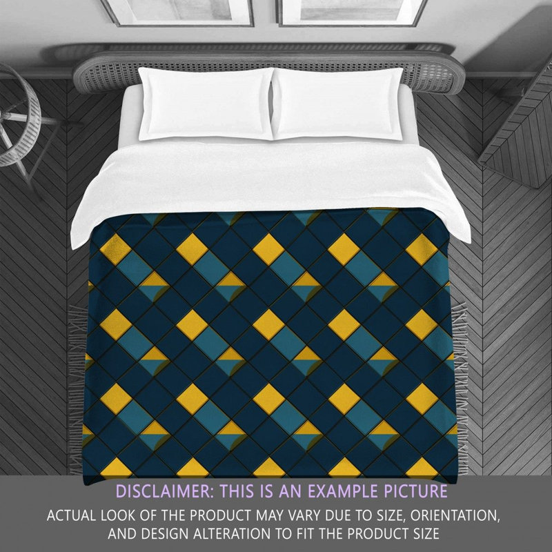 Polyester Comforter, Twin XL Comforter, Blue/Yellow Argyle