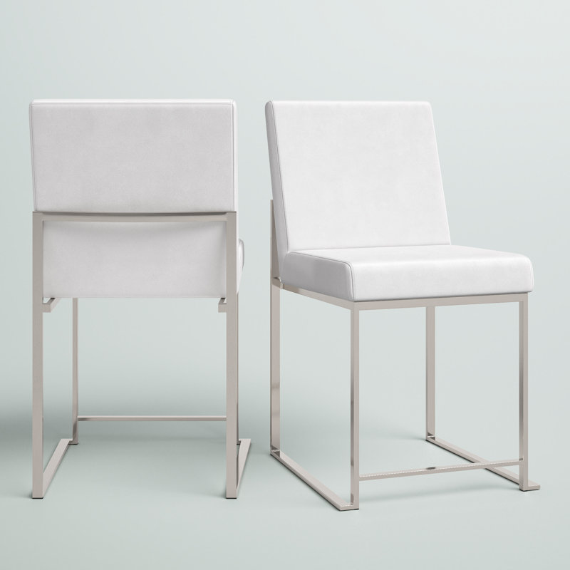 Chaise d'appoint Ernestine, Velours blanc, Acier Inoxydable