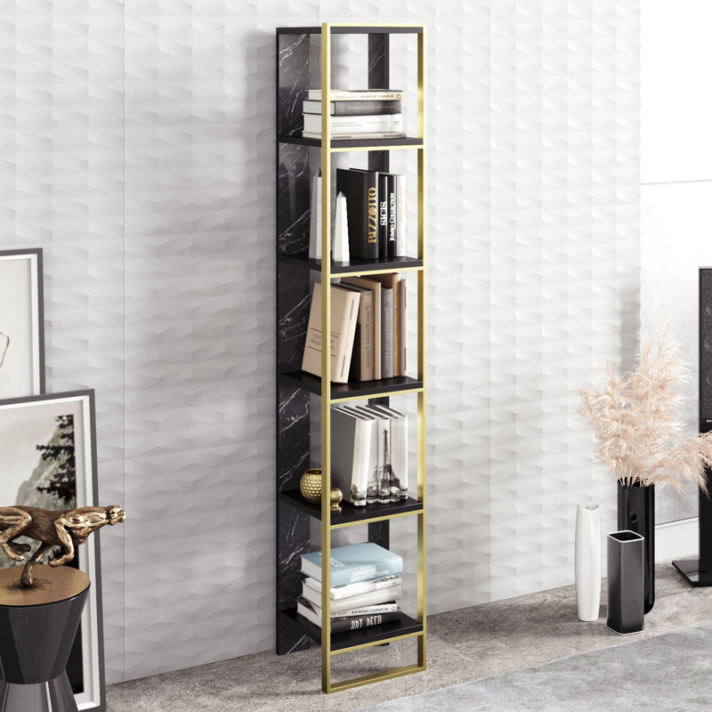 Polka 178.5cm H x 32.2cm W Stainless Steel Standard Bookcase, Black
