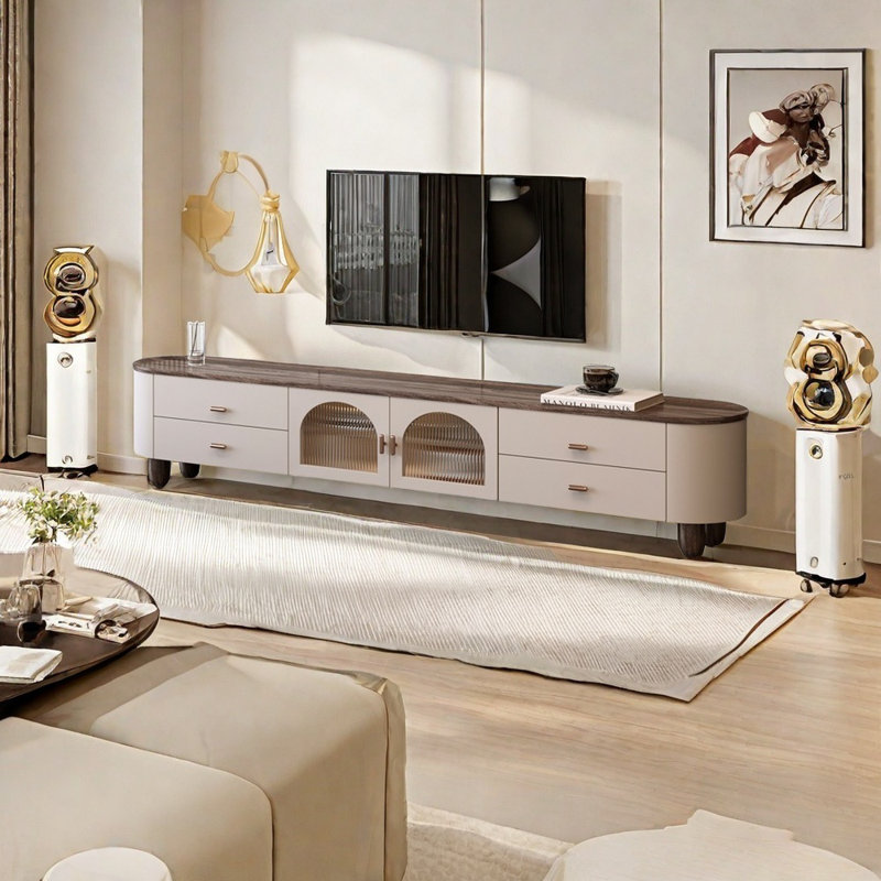 Solid wood TV stand durable and strong, 94.49"
