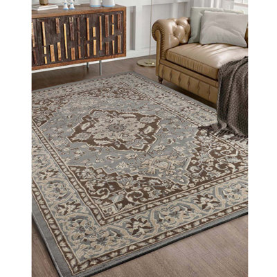 Tapis d'intérieur à motif médaillon floral oriental de style traditionnel Glendale