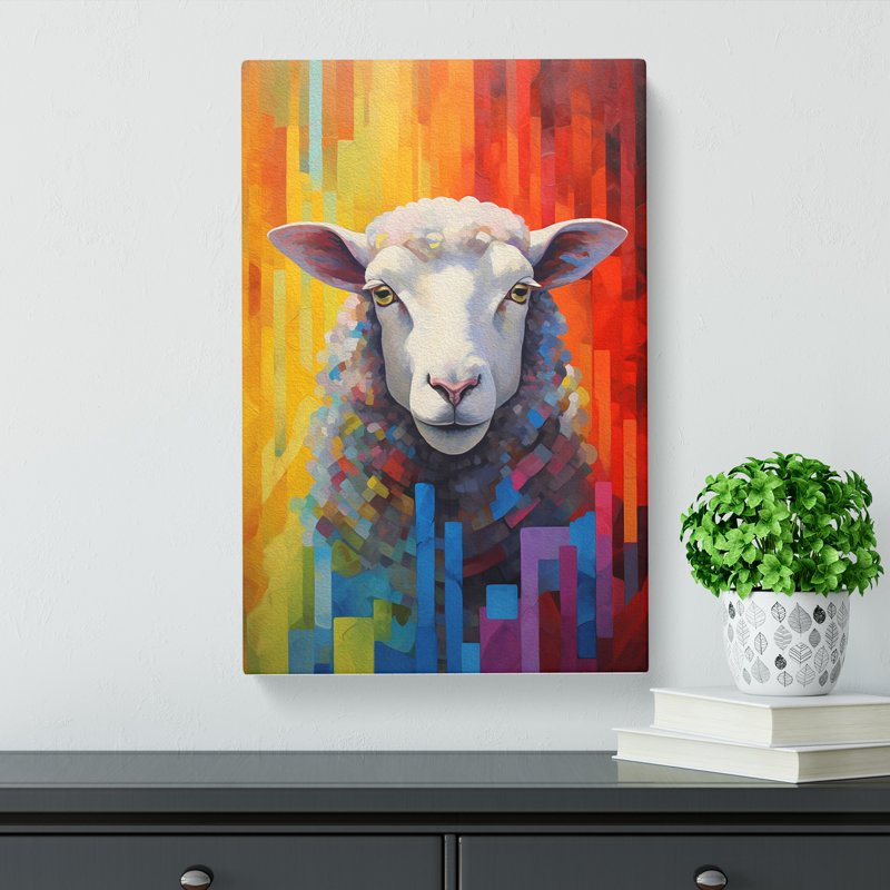 Sheep Hard Edge - No Frame Print, 60cm H x 40cm W x 3cm D