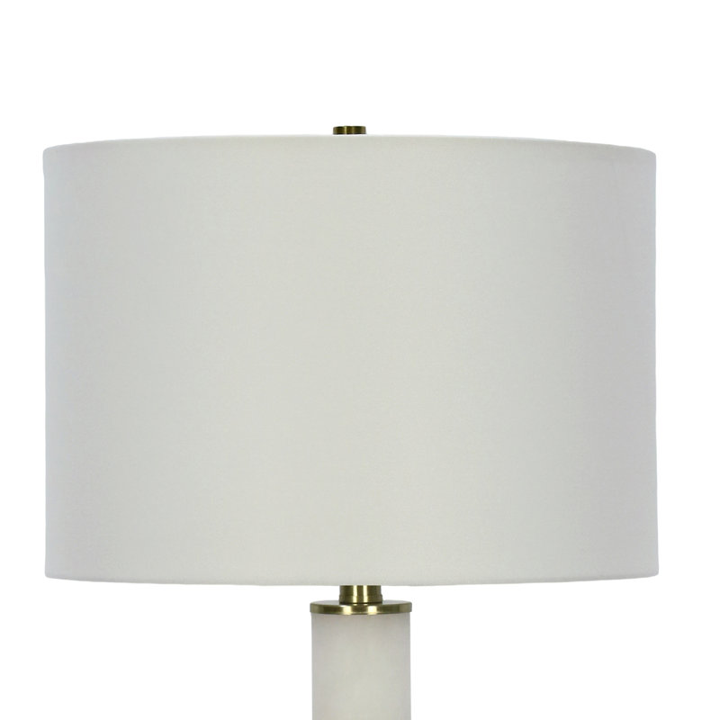 Lampe de table en marbre givré blanc empilé 26 po Njal