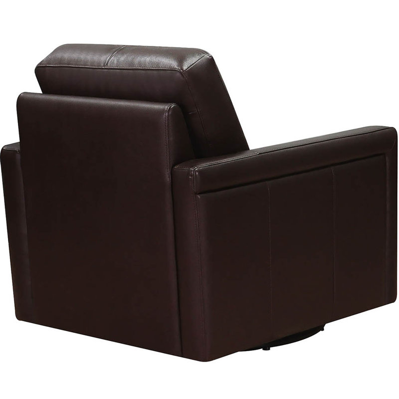 Fauteuil pivotant en cuir Vivienne, Cuir véritable espresso foncé Alice Pirouette