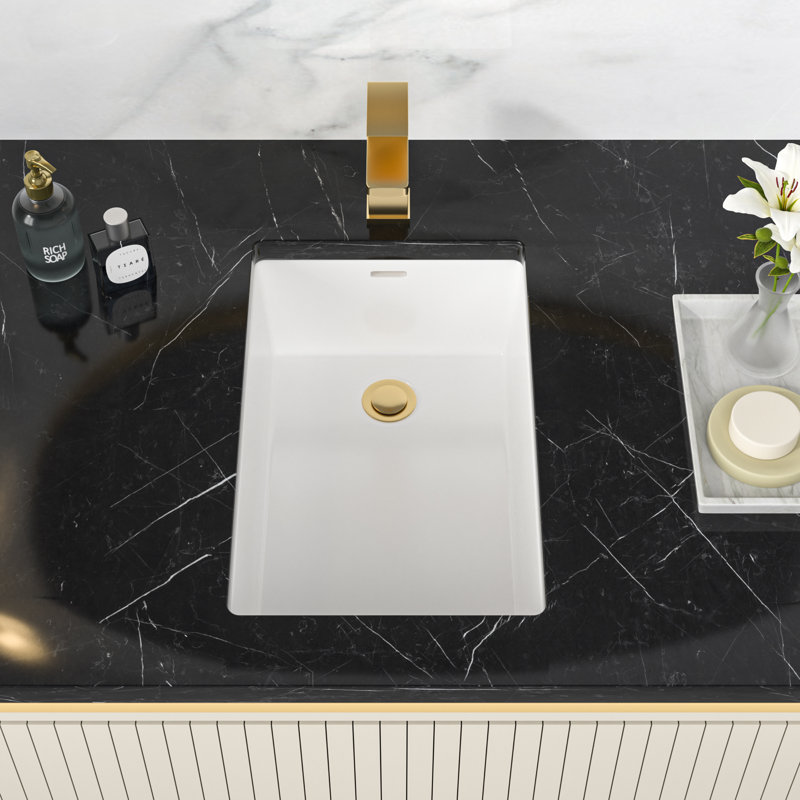 20" L x 13.7" W Rectangular Ceramic Basin Undermount Bathroom Sink with Overflow Hole