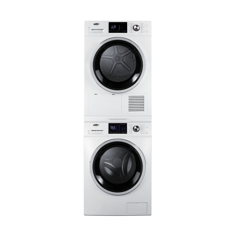 Compact White Electric Stacking Washer and Dryer Set
