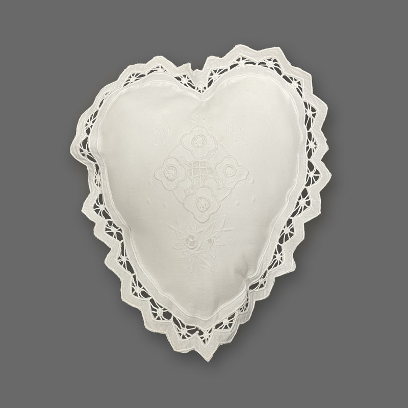 Sandra Vintage 2-Piece Heart Pillow Set, 9"H x 5.5"W