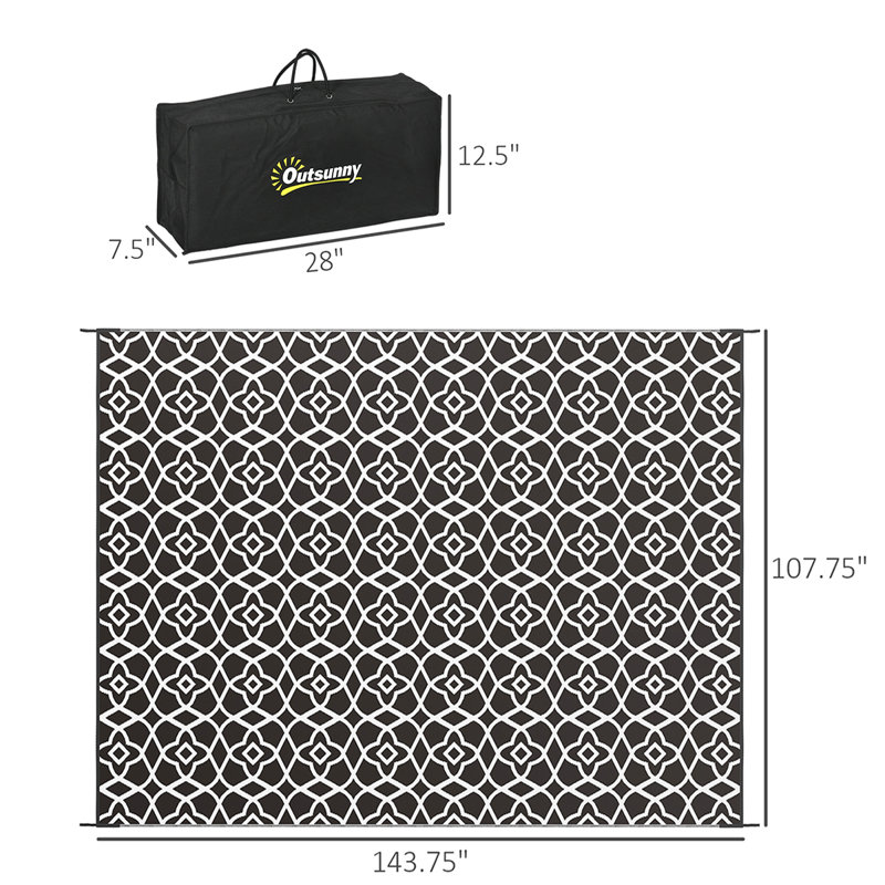 Tapis d'extérieur imperméable réversible - Tapis de camping portatif avec sac de transport, Rectangle 9 pi x 12 pi