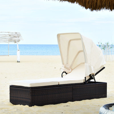Deatonville Reclining Chaise Lounge with Cushion and Table by Ebern Designs