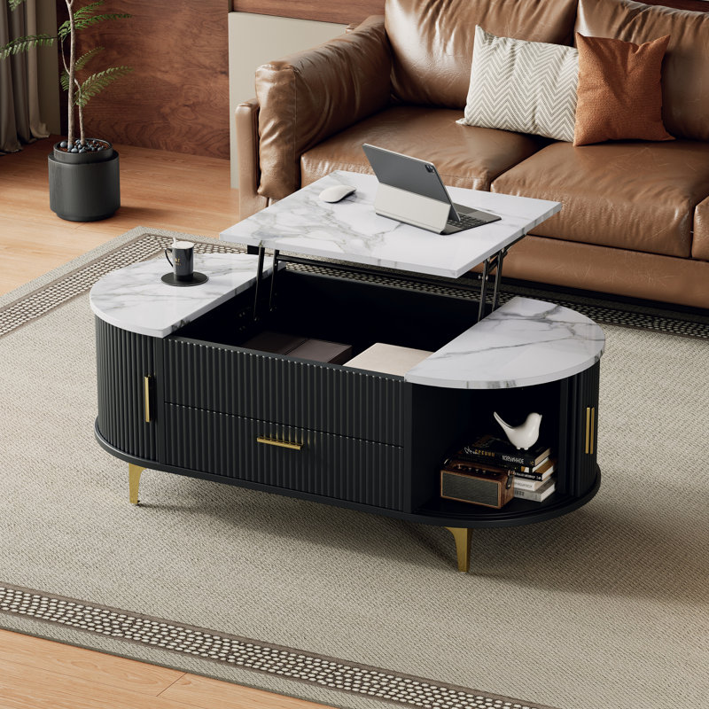 Table basse à plateau relevable avec rangement