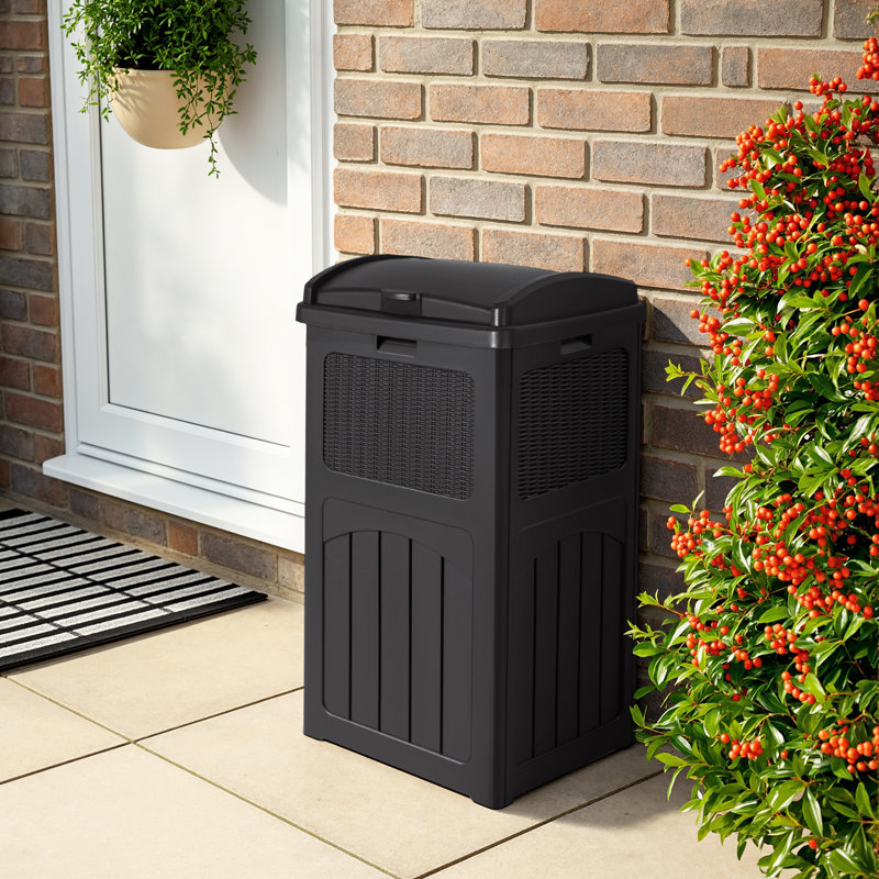 Poubelle à couvercle manuel 32 gallons Devoko, Noir