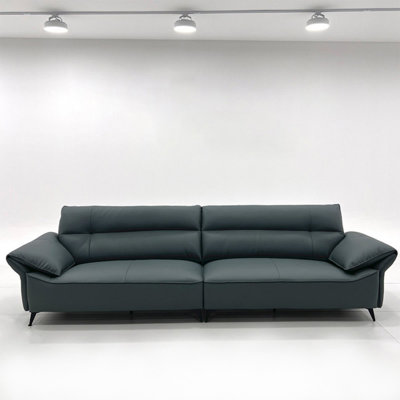 Blue Genuine Leather Modular Sofa cushion couch