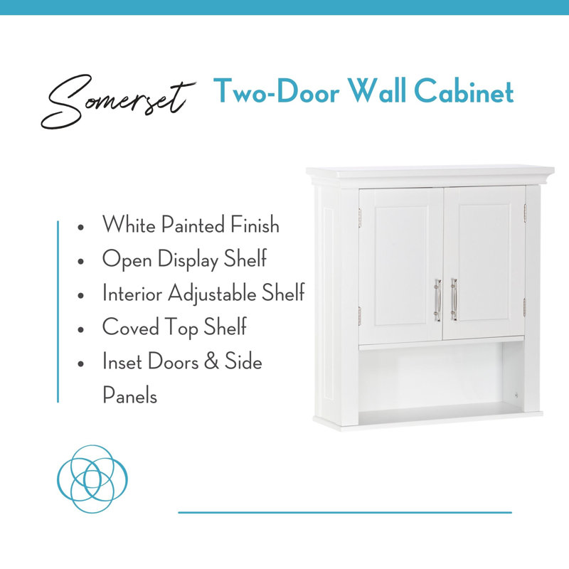 White MDF Two-Door Wall Mount Medicine Cabinet