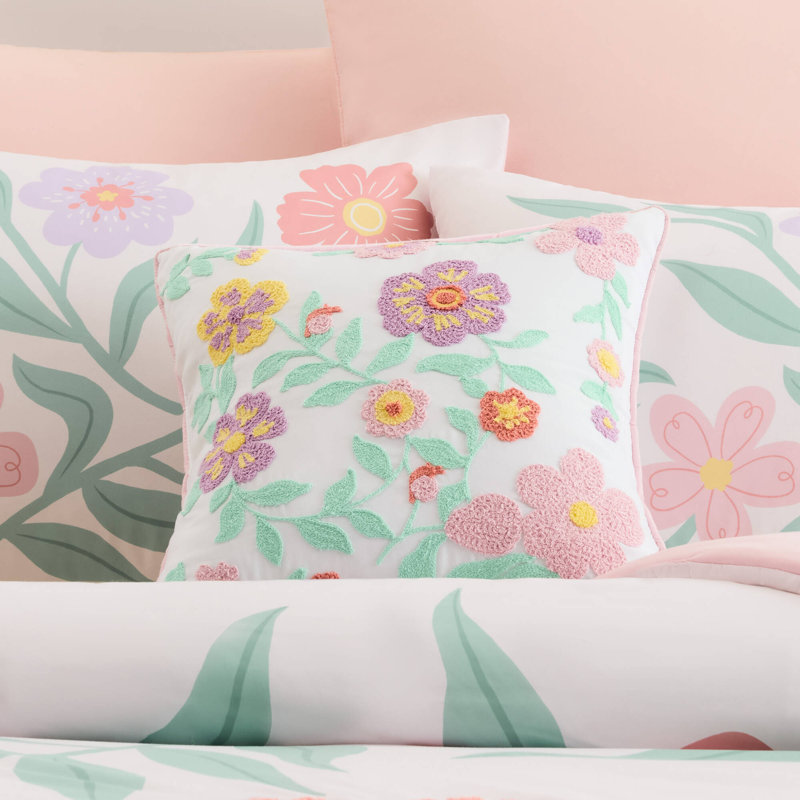 De literie pour lit double / grand lit, jardin floral rose en microfibre douce
