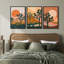«Bright Orange Sun Desert Joshua Tree Southwestern», impression encadrée sur toile, 3 pièces-91874924-91874925