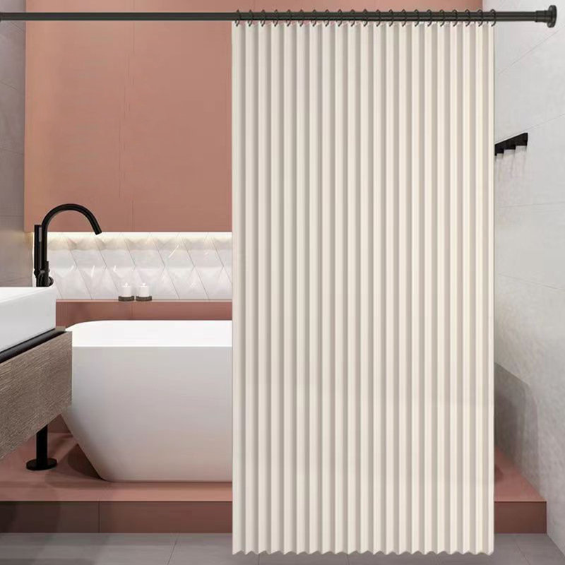 Rideau de douche en polyester avec crochets, Beige