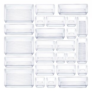 GN109 2 Pack 3 Section Drawer Organizer, Acrylic Makeup Drawer Tray Small  Clear Jewelry Storage Organizer, Adjustable Divided Desk Drawer Tray For  Kitchen, Bathroom, Office, 10 L X 4 W X 2