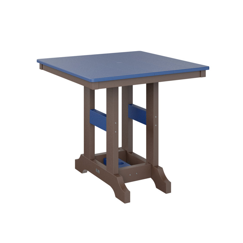 Table de bar carrée 33 po Berlin Gardens Garden Classic, Chocolat / Brun, H 39,5 po x l 33 po x P 33 po, Bleu pacifique
