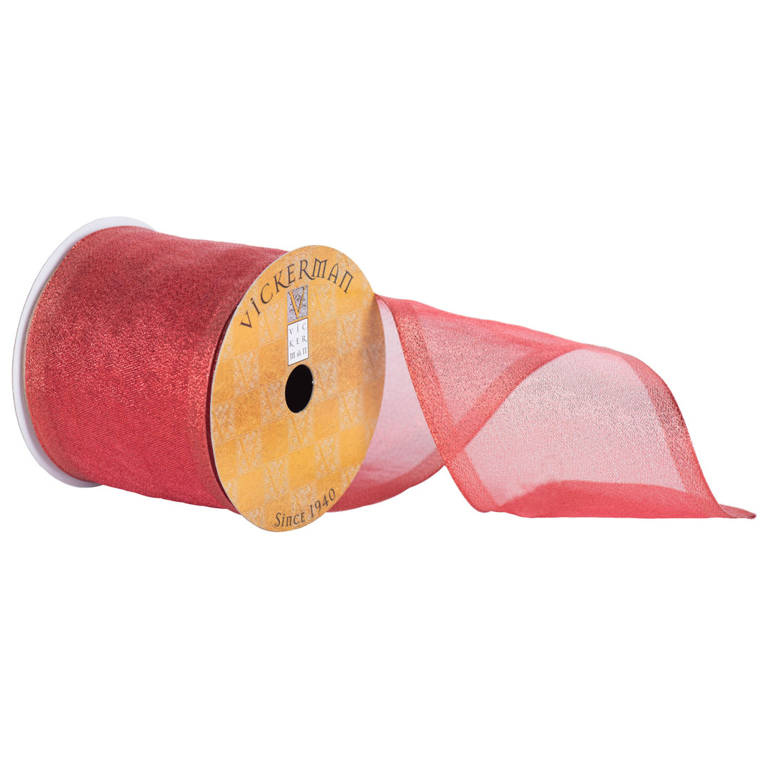 4" x 10yd Shiny Wired Edge Christmas Ribbon The Holiday Aisle® 