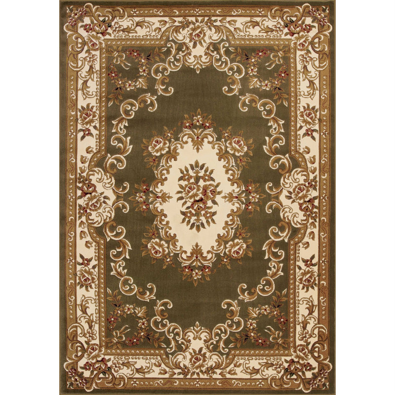 Tapis vert et ivoire Olney, Rectangle de 5 pi x 8 pi