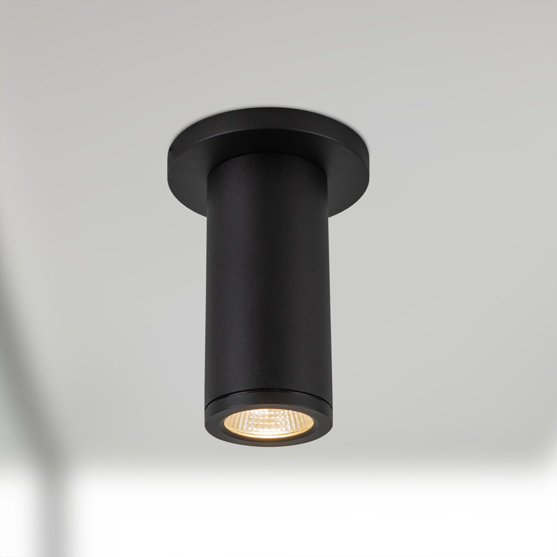 Plafonnier extérieur DEL noir Nordic 6 po (2 po de diamètre), Noir, H 6 po x l 4,38 po x P 4,38 po, 8 W