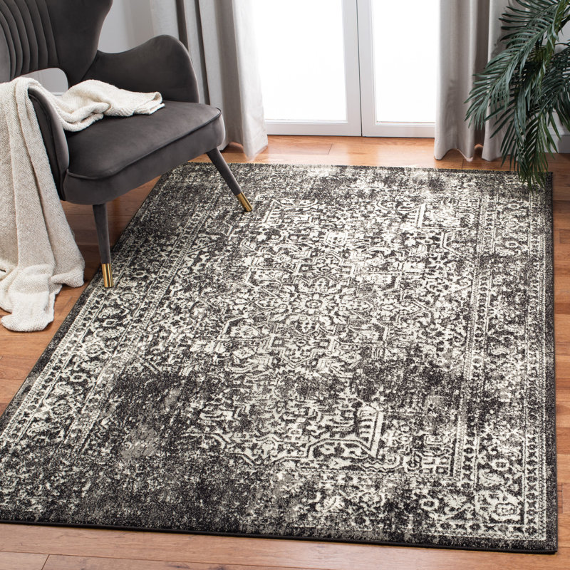 Oriental Area Rug, Black/Grey, Rectangle 201 x 274 cm