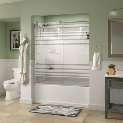 Porte de baignoire coulissante double demi-cadre l 58,05 po x H 60,35 po