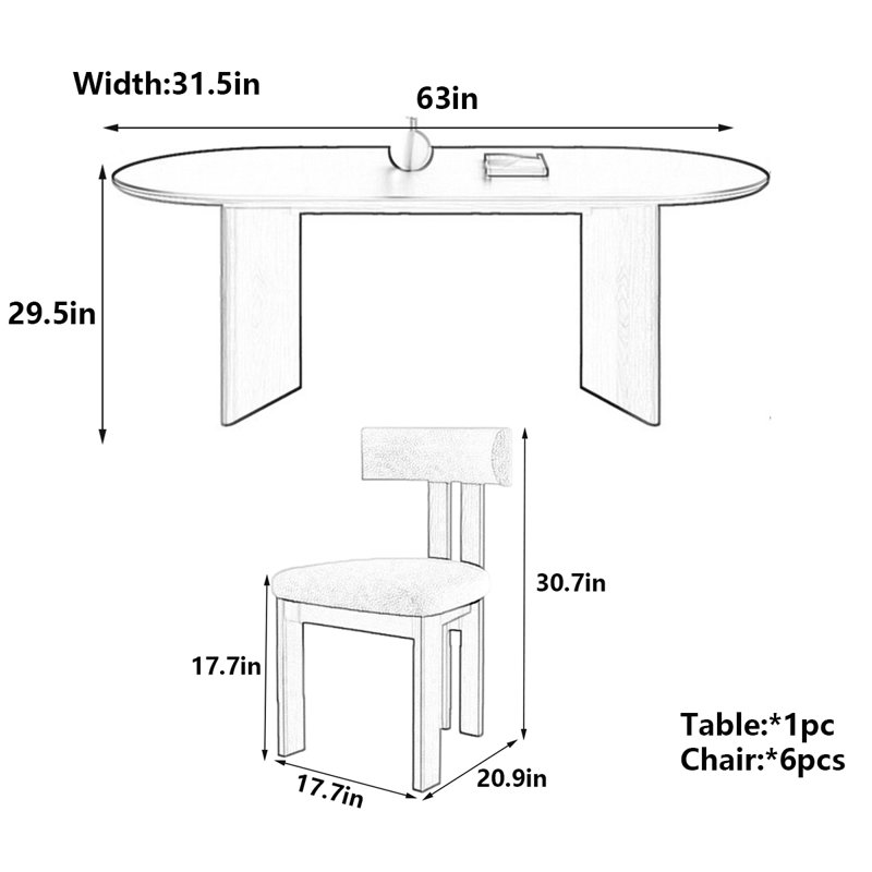 Table de salle à manger Retro, H 29,5 po x L 63 po x l 31,5 po