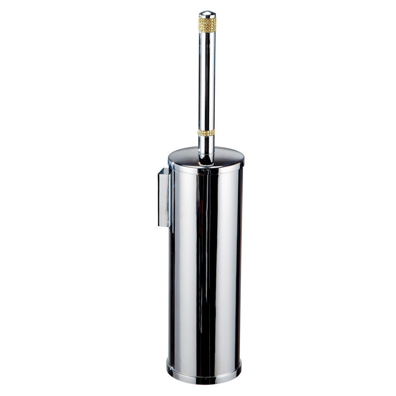  Porte-brosse de toilette en métal Mercer41 Zenor. Cristaux polis chromés et dorés, Or