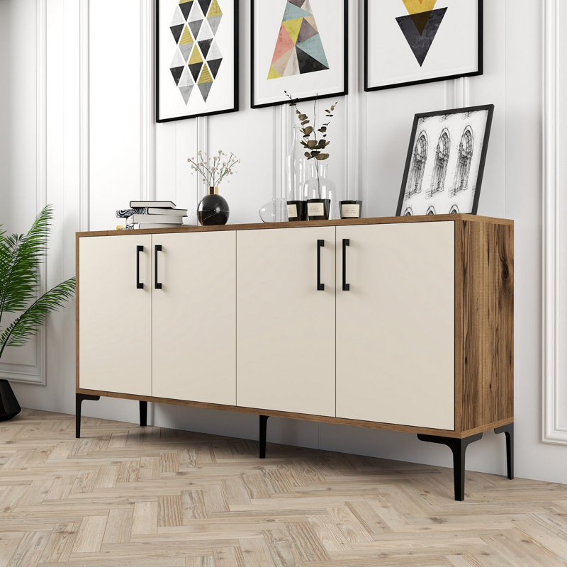 Console Jerin, Crème / noyer, Noyer