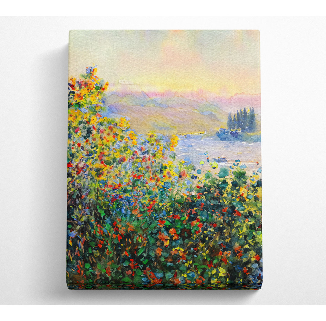 Monet Blumenbeete in Vetheuil - Kunstdrucke auf Leinwand