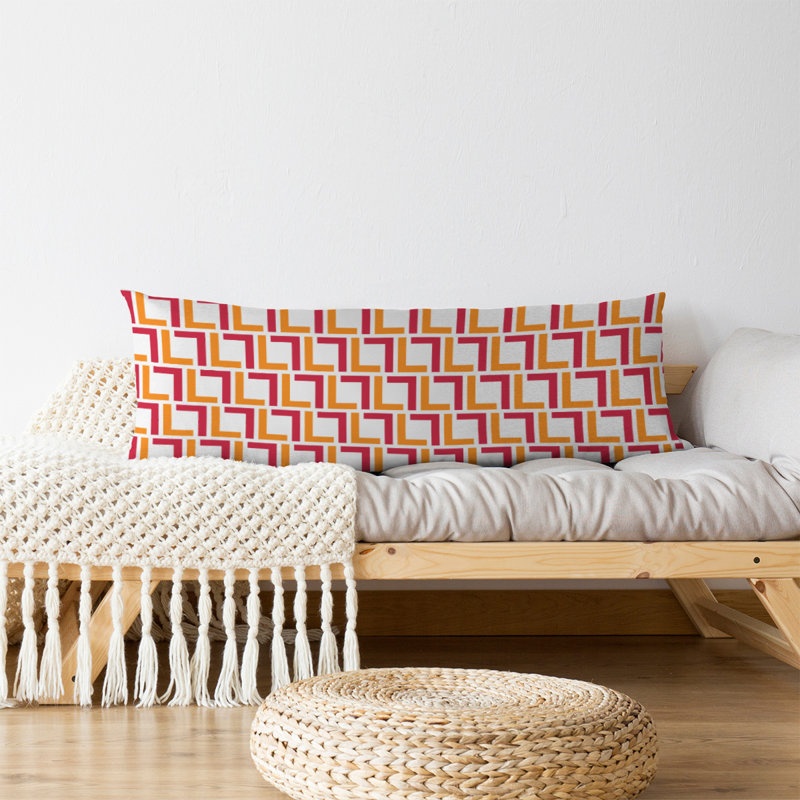 Polyester Medium Pillow, Polyester, White/Orange/Red