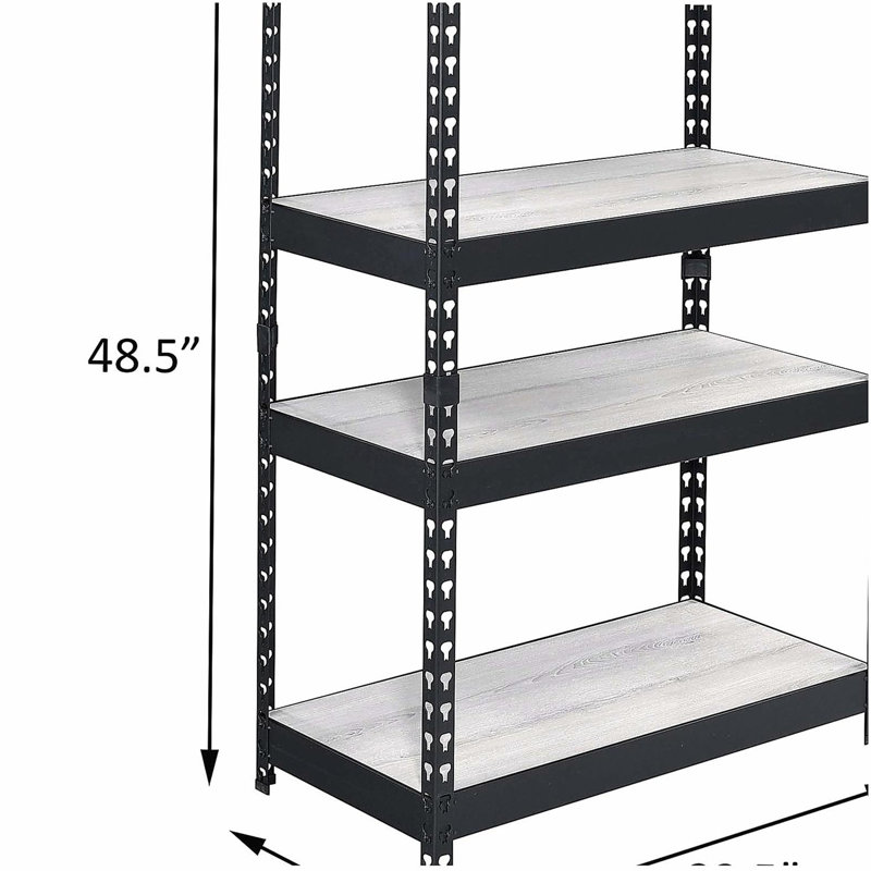 Natural and Black 4-tier Bookcase