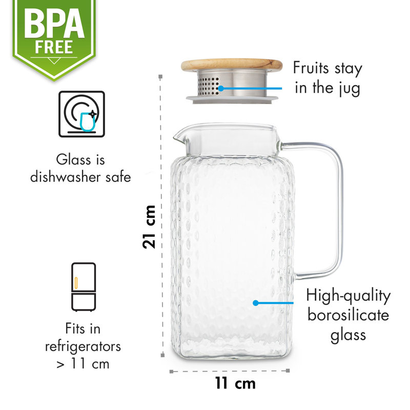 Glaswerk Livenza Water Jug, 11cm H x 21cm W x 16cm D