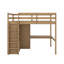 Lit mezzanine double avec bureau, garde-robe, tablettes et tiroirs-342846873