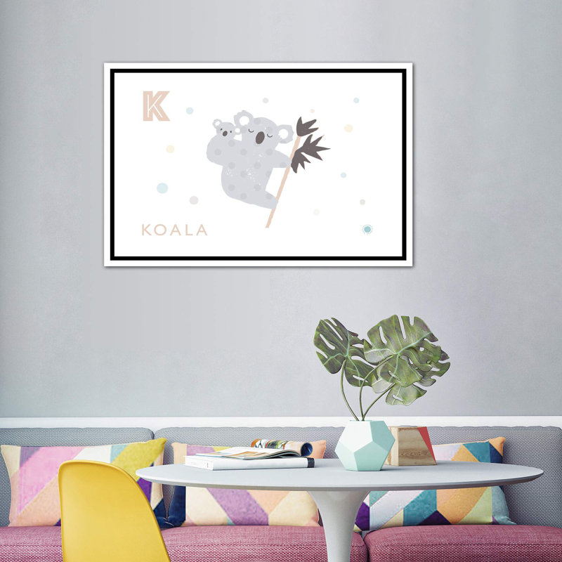 Koala - reproduction d'impression, H 40 po x l 60 po x 1,5 po, Toile blanche encadrée, Pas de tapis