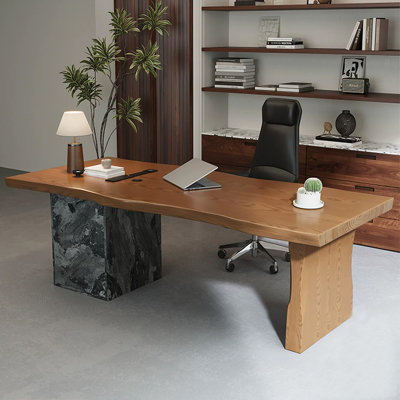 Bureau en bois massif noyer avec 2 tiroirs