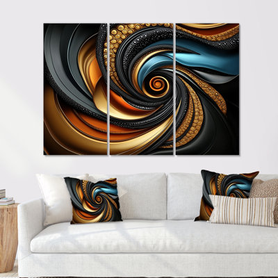 Ensemble de décoration murale Golden Fractal Celestial Spiral Balance III - Abstract Fractal