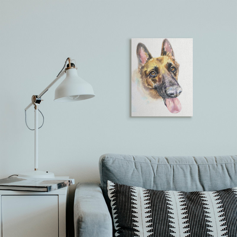 Portrait d'un berger allemand, H 20 po x l 16 po, Toile tendue
