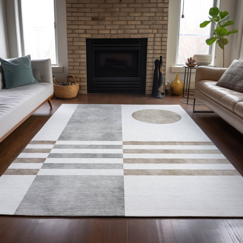 Tapis intérieur / extérieur lavable à la machine Jocelyn ACN2131, Rectangle 5 pi x 7 pi 6 po