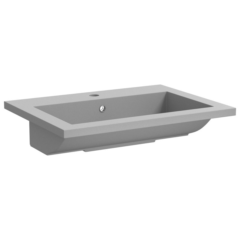 Belfry Bathroom Makiver 600mm L x 450mm W Resin Rectangular Sink with Overflow, Grey