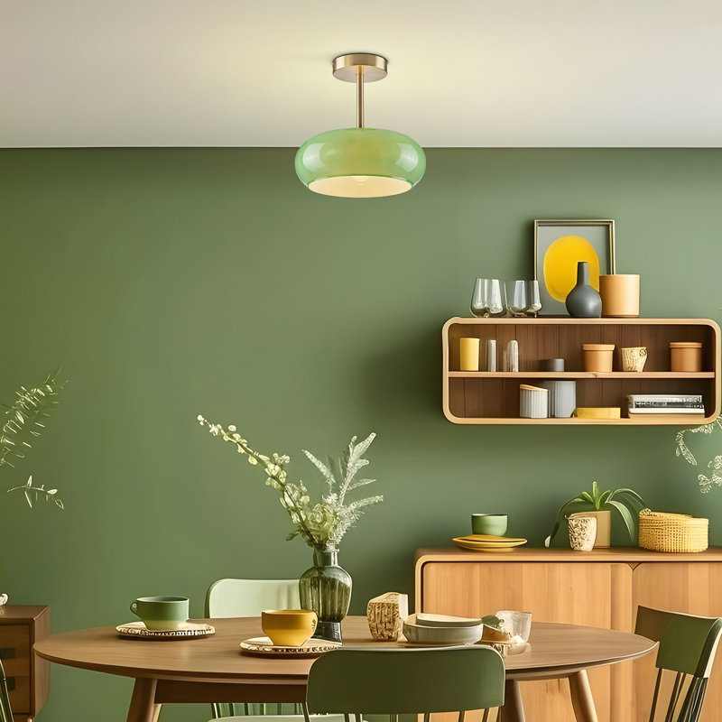 Plafonnier semi-encastré 1 lumière Mid-Century, Green