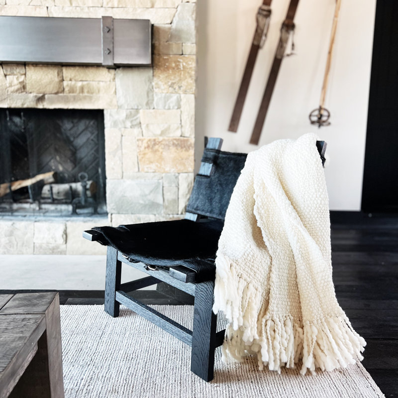 Palermo Wool Hand Woven Throw Blanket, Bone