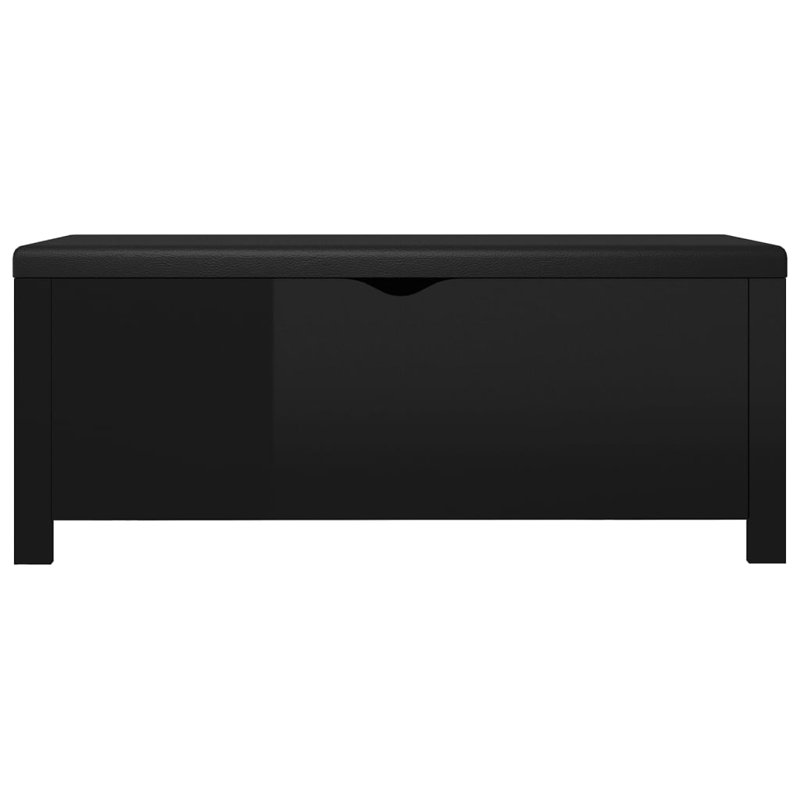 Banc de rangement en similicuir Atalfo, Noir, Noir très lustré