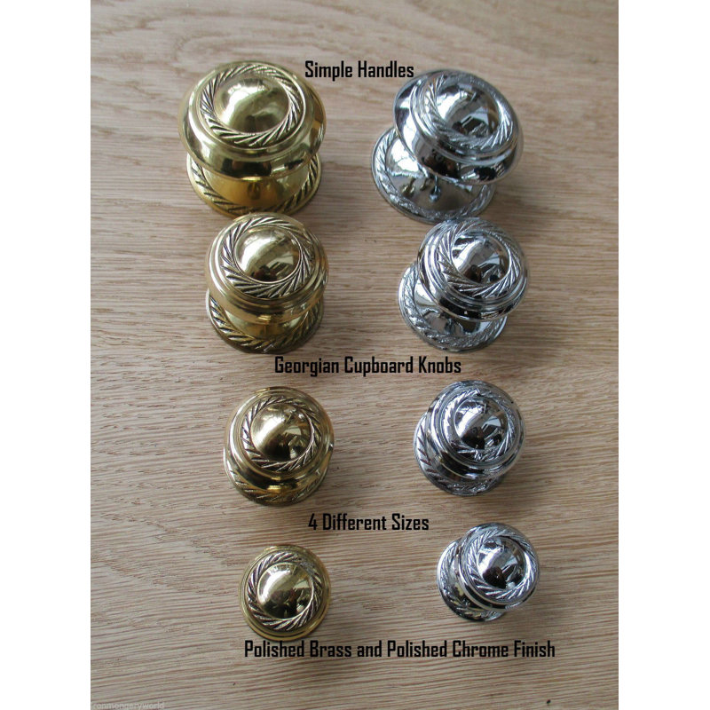  10 Pack Georgian Cupboard Knob in Polished Chrome Finish, Kitchen Cabinet Drawer Round Pull Handle - 25mm