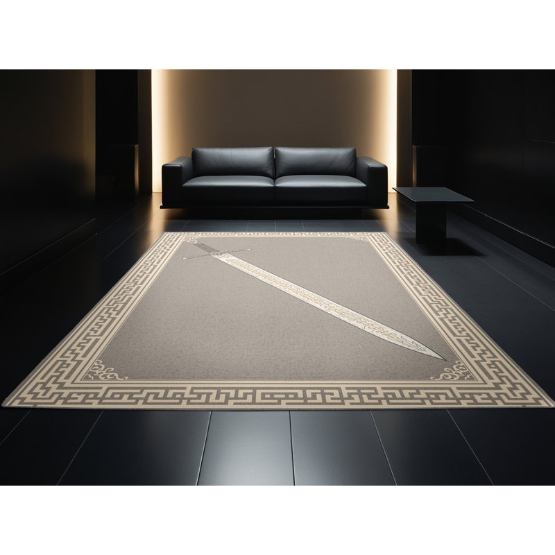 Tapis oriental gris moelleux et moelleux de style épée Dunmore Claymore, 7 x 10