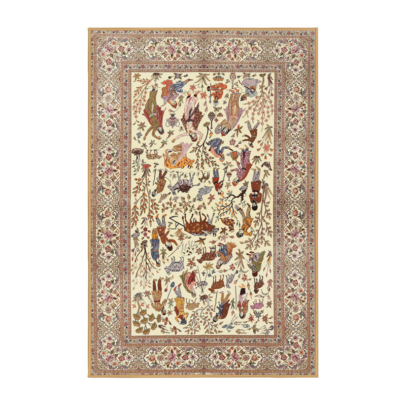 Tapis en laine gris / beige, Rond 8 pi