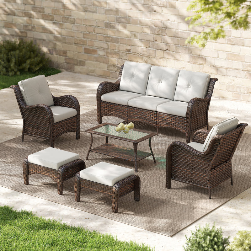 Ashunte 5-Person Patio Conversation Set with Cushions
