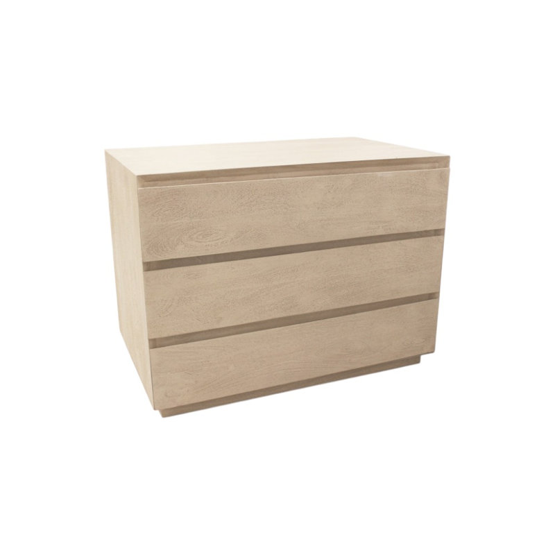 24" Natural Solid Wood Three Drawer Nightstand
