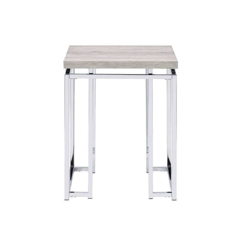 Table de bout en chêne naturel et chrome Chafik